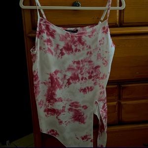 White tank top with pink dye